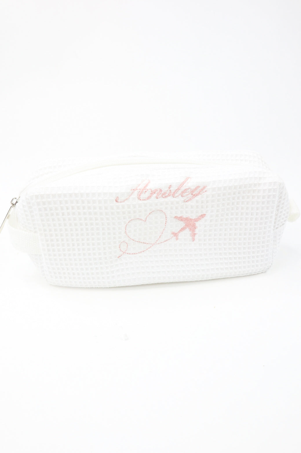 Embroidered Waffle Cosmetic Bag