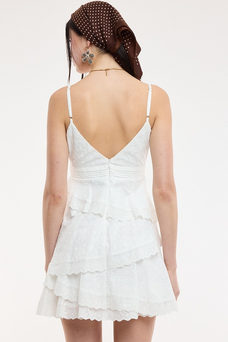 Gabriella White Eyelet Lace Mini Dress