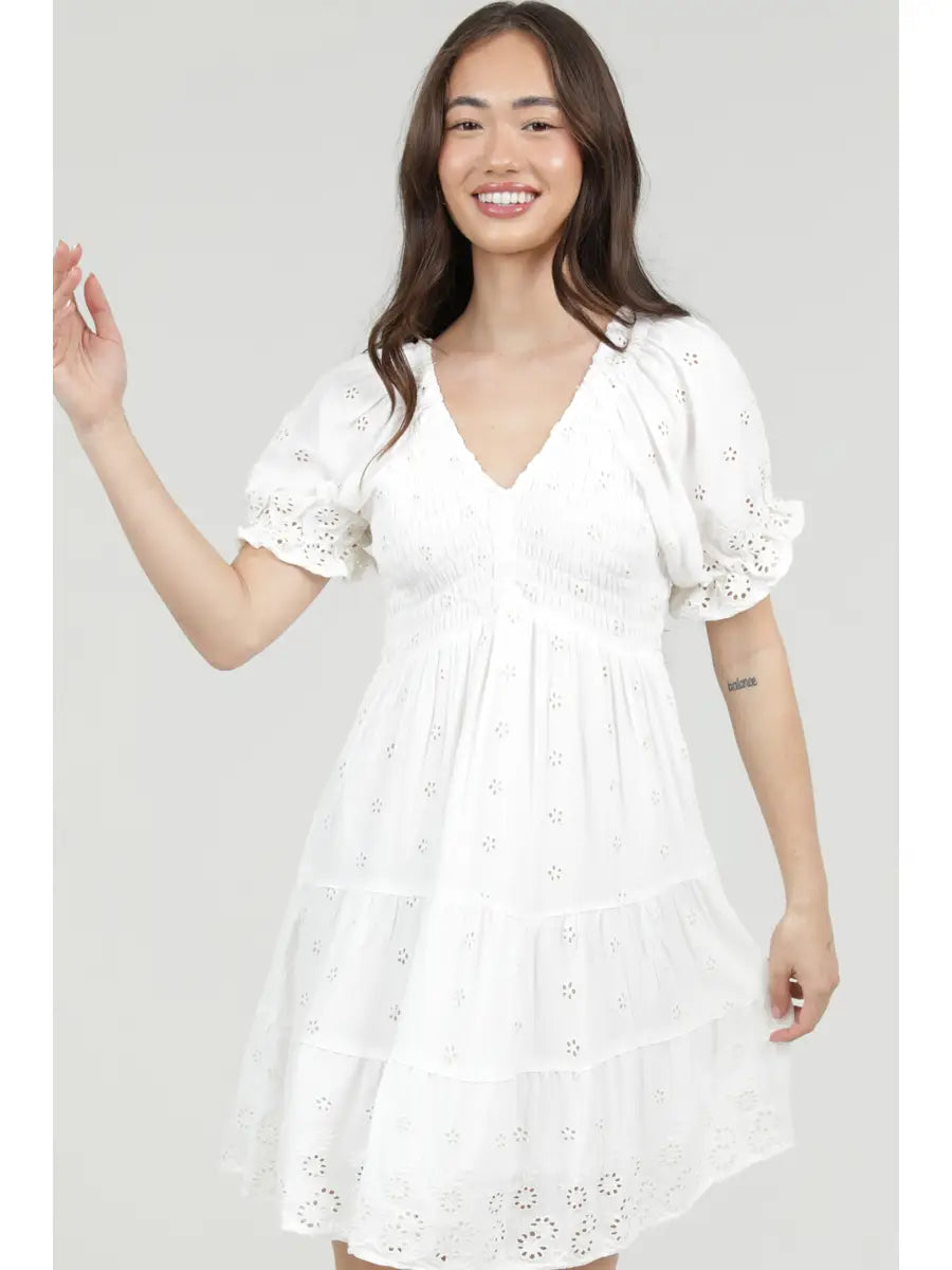 The Aubrey Eyelet Smocked Dress