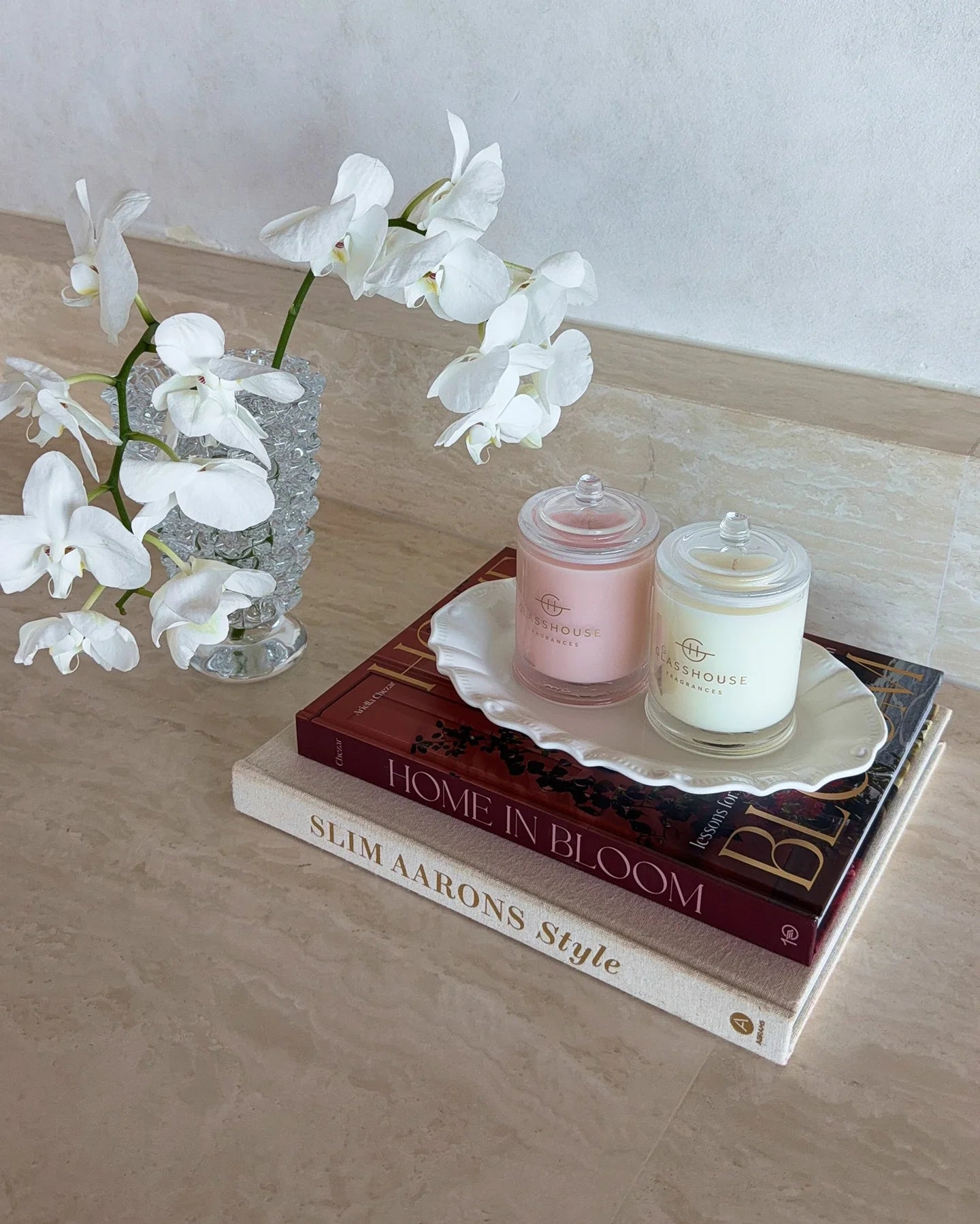 Glasshouse Gift Set of Two, 1 x Radiance In Bloom 7 oz. Candle & 1 x Velvet Rhapsody 7 oz. Candle.