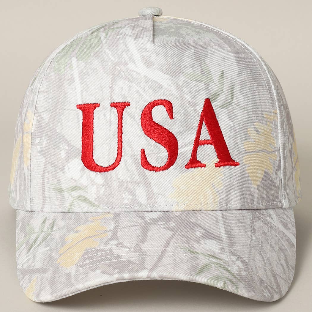 USA Embroidered Camo Baseball Cap