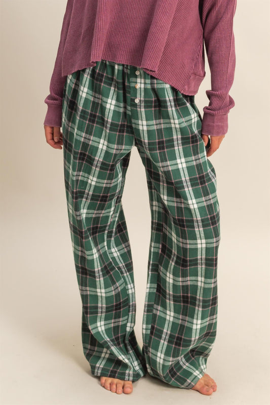 Elva Flannel Wide-Leg Pants