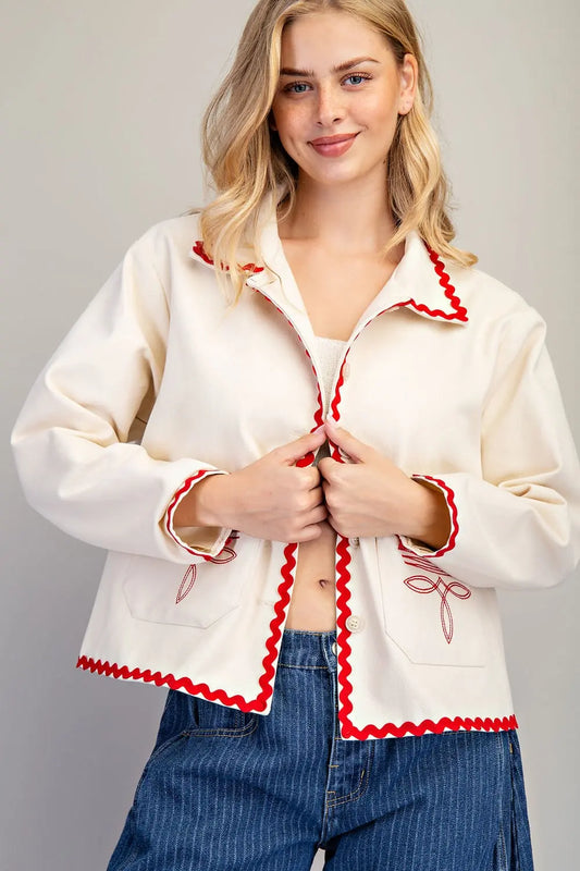 Rachael Ric Rac Trim Embroidered Jacket