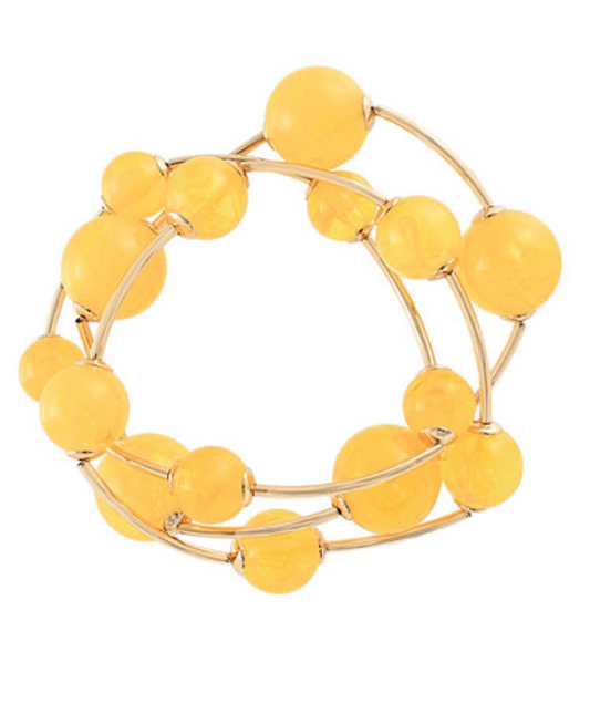 Minimalist gold stretch bracelet with colorful bead accents
