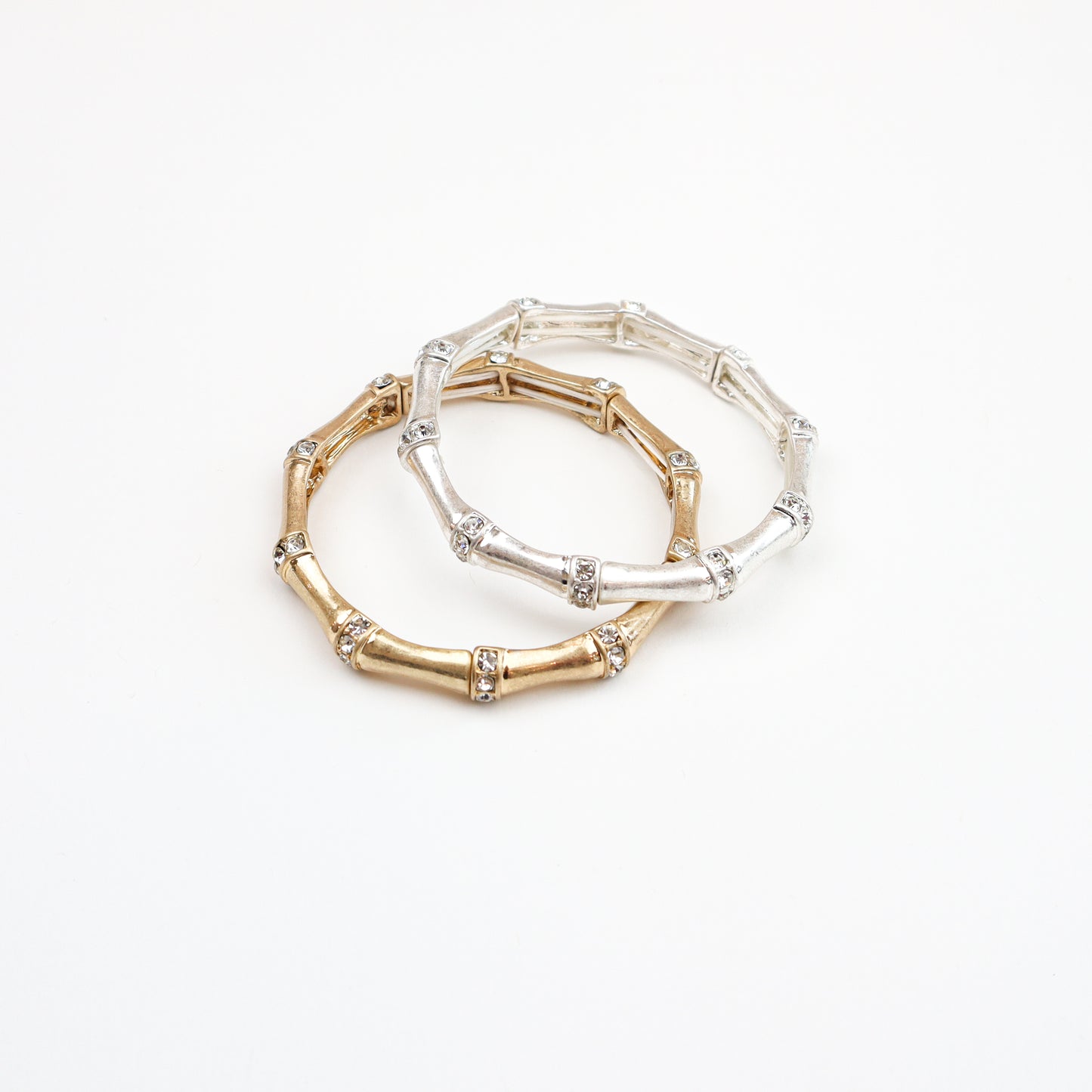 bamboo-inspired bracelet with rhinestone details