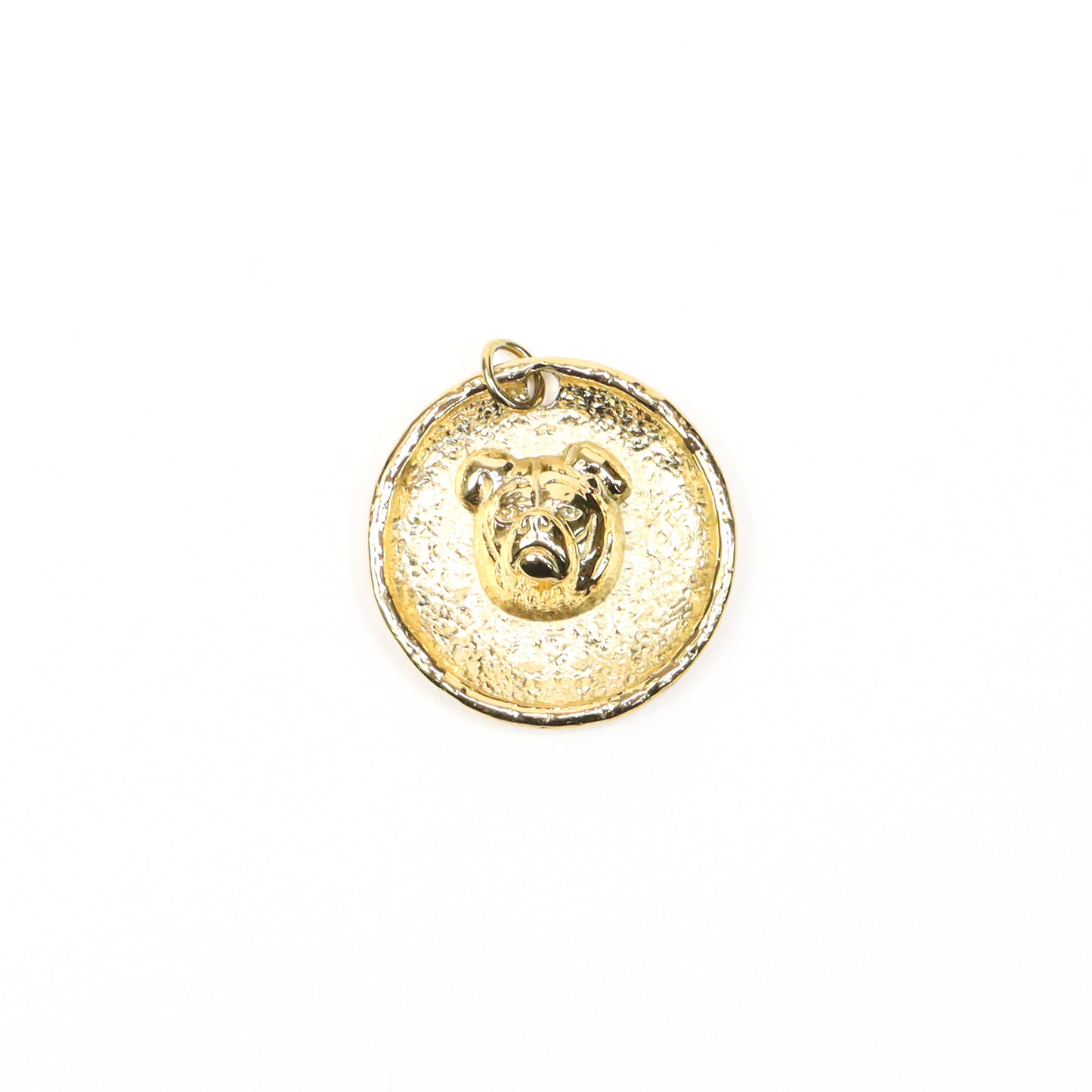 Bold, fierce, and undeniably Southern—this gold bulldog pendant is your game day MVP.