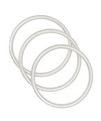 A set of three silver-tone metal bangles with a sleek, polished finish, perfect for stacking or wearing alone.