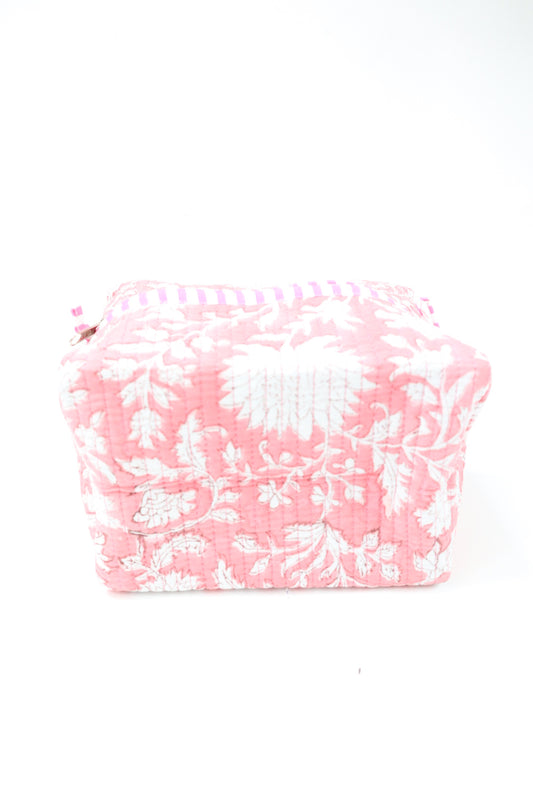 Block Print Quilted Cosmetic Bag