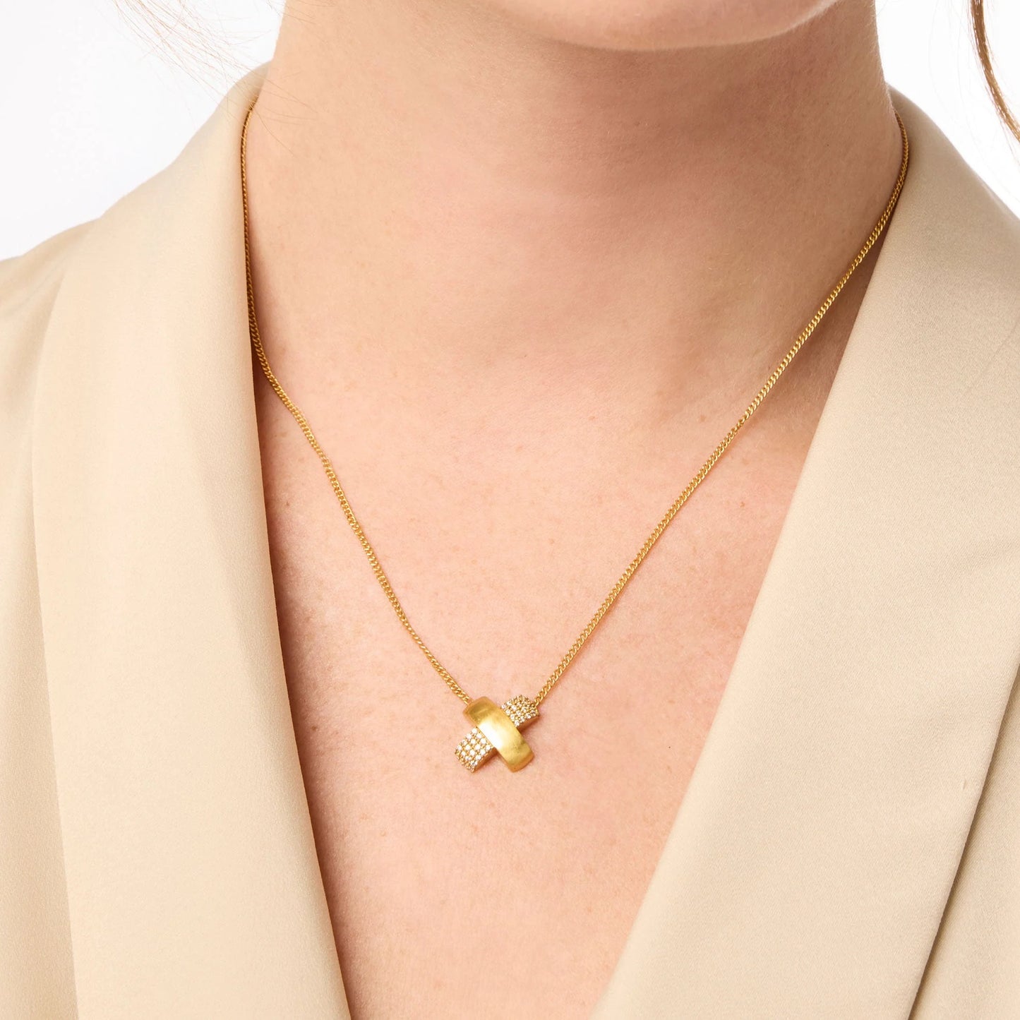 Julie Vos Catalina Pave X Delicate Necklace - Gold