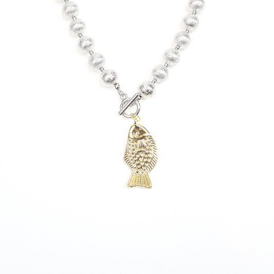 CoastalCatchFishCharmNecklaceSilver