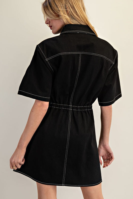 Contrast Stitch Mini Dress