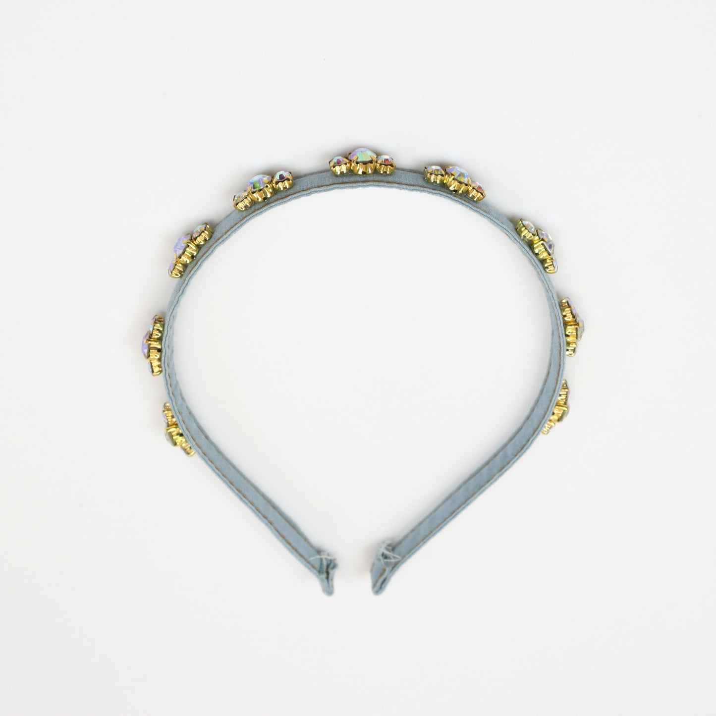 denim embellished headband with crystal accents