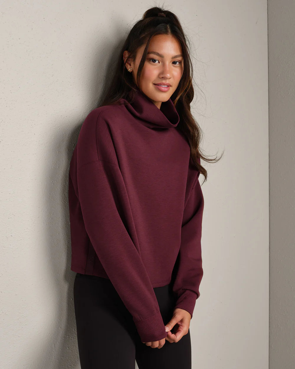 Rhone Dreamglow Mock Neck in Bordeaux Red