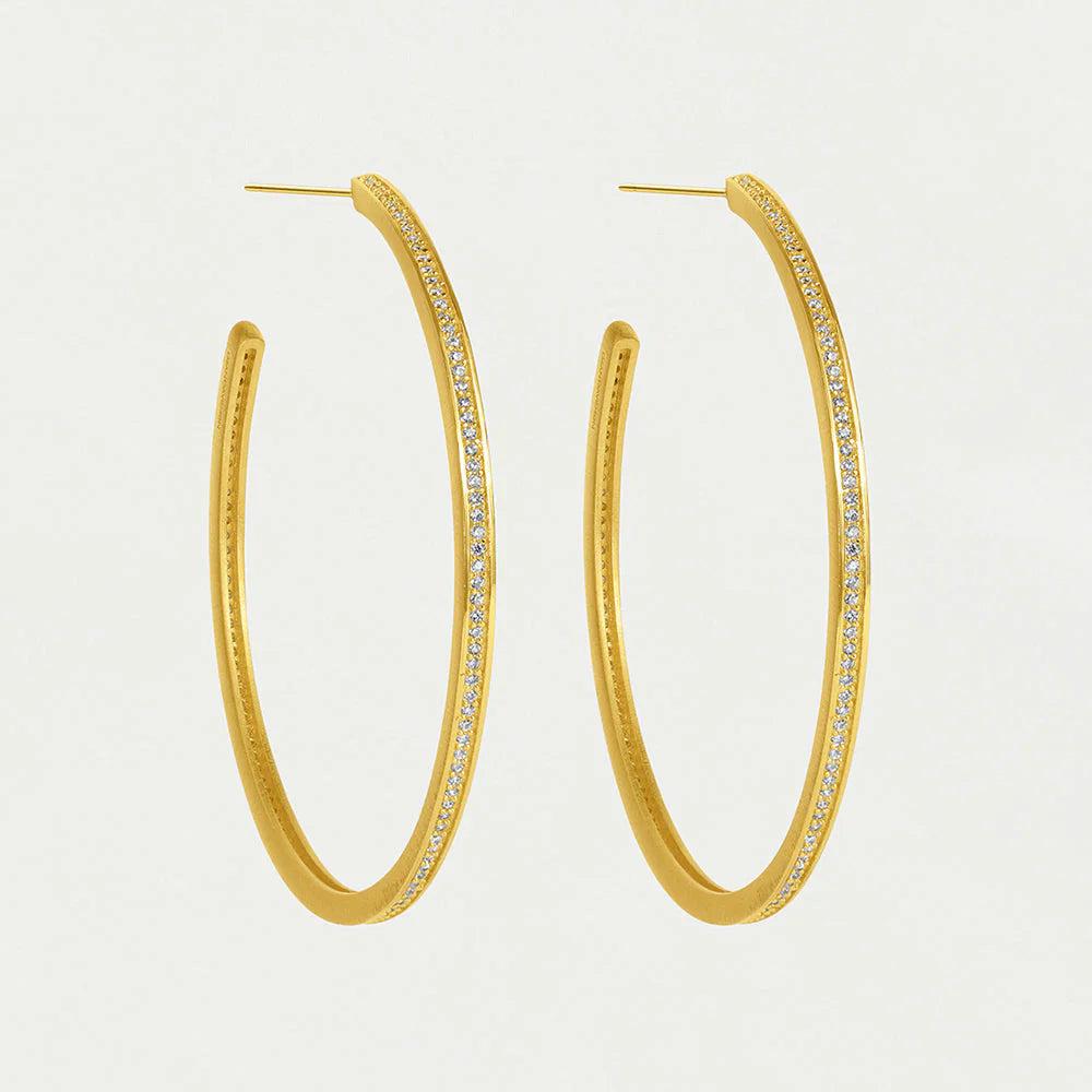 Petite Pave Large Thin Hoops