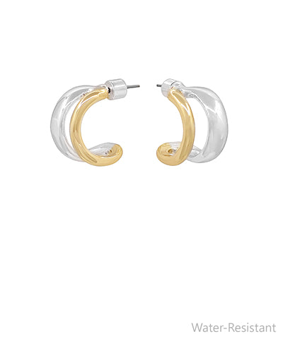 Two Toned Double Hoops