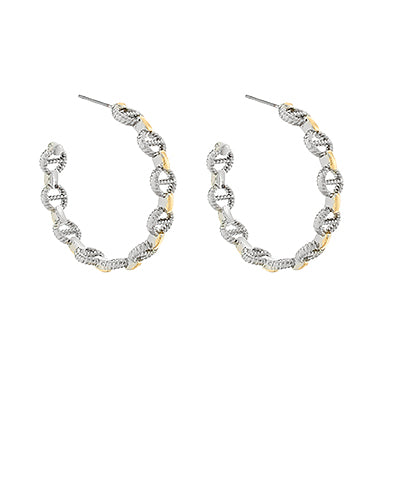 Two Toned Linked Open Hoops