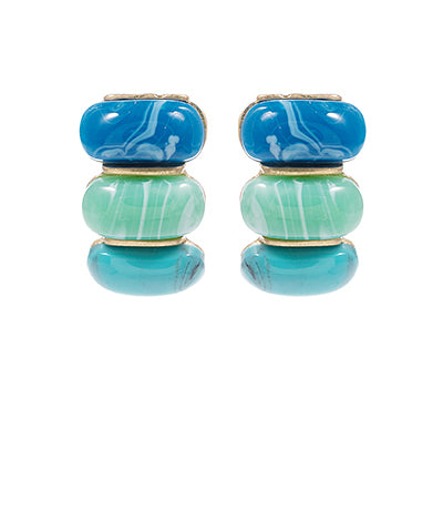Celine Tiered Oval Stone Earrings