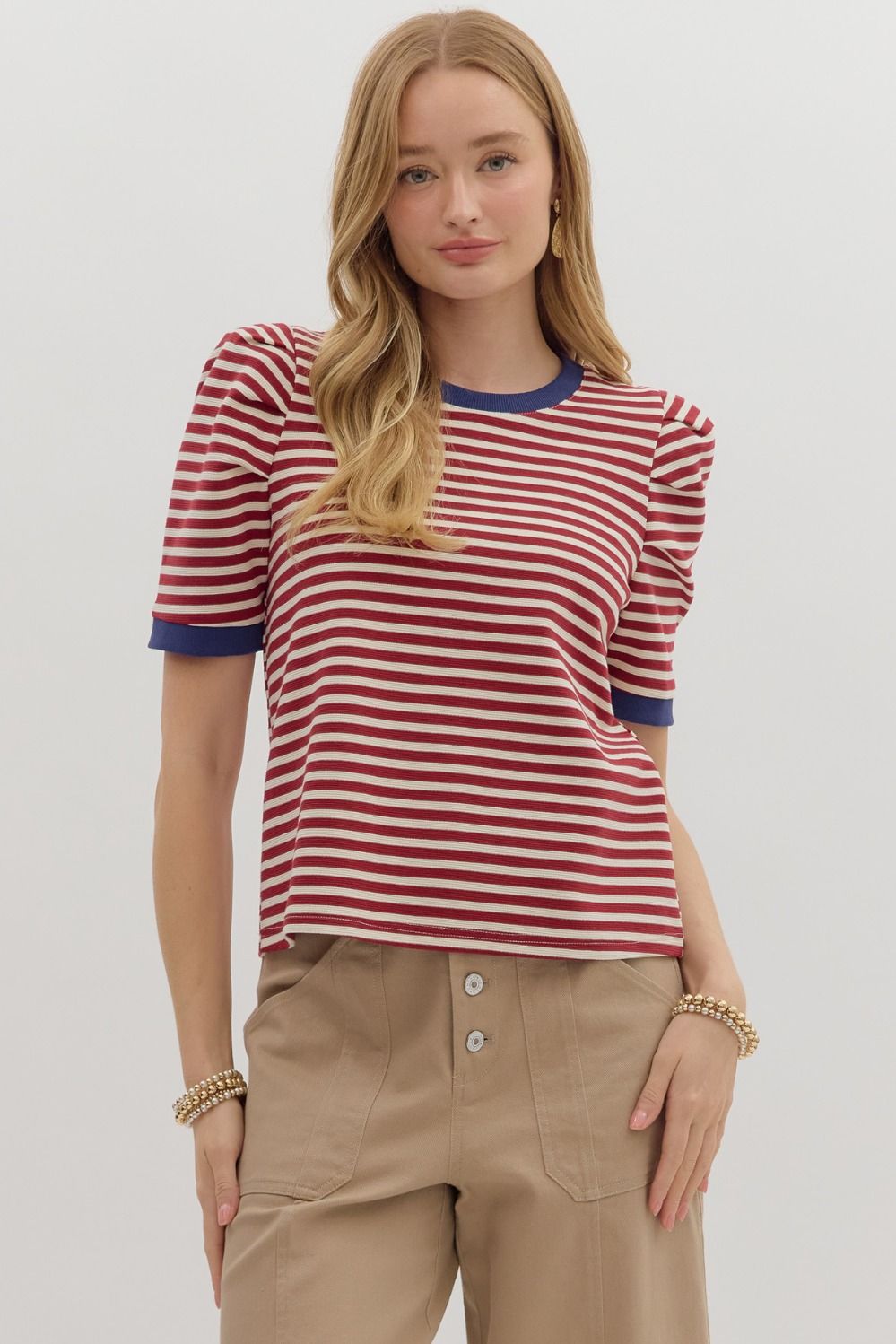 Elevate your casual wardrobe with the Tawny Striped Accent Knit Top—perfect for summer layering, everyday wear, and on-trend minimal style. Lightweight and breathable for transitional seasons.