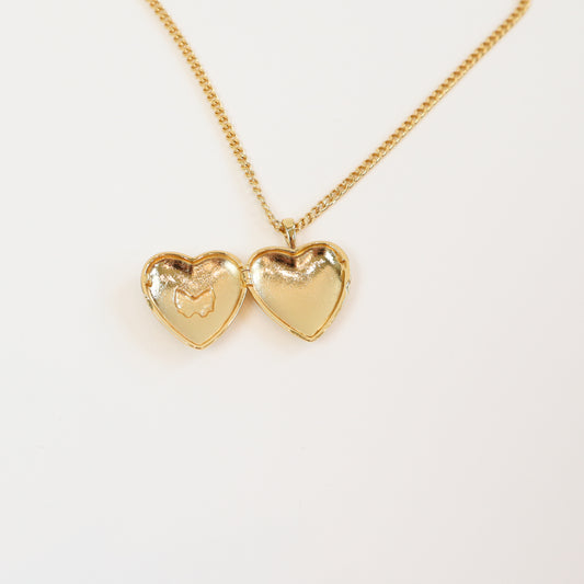 Floral Bow Locket Necklace Open