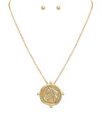 Gold horse medallion necklace