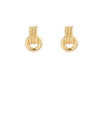 Pair of gold stud earrings featuring a mini knot design with textured loops, offering a minimalist and timeless everyday look.