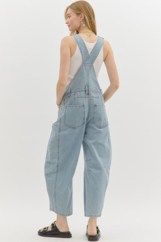 Harper Denim Barrel Leg Overall