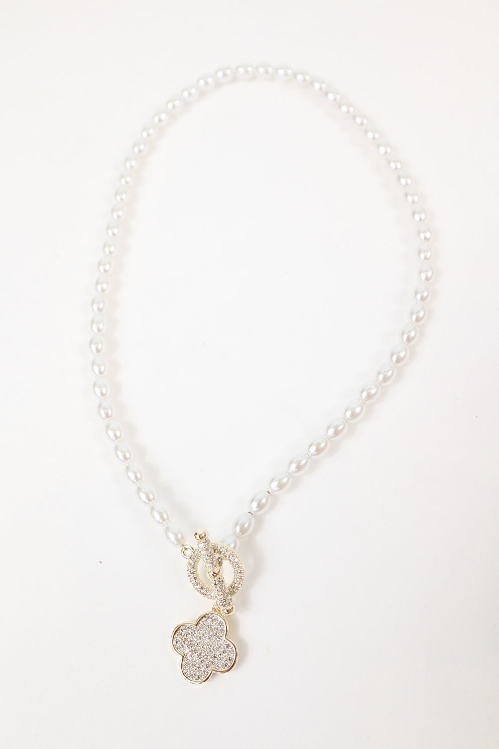 Pearl Clover Charm Necklace