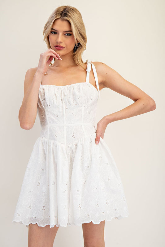 Jenna Eyelet Mini Dress