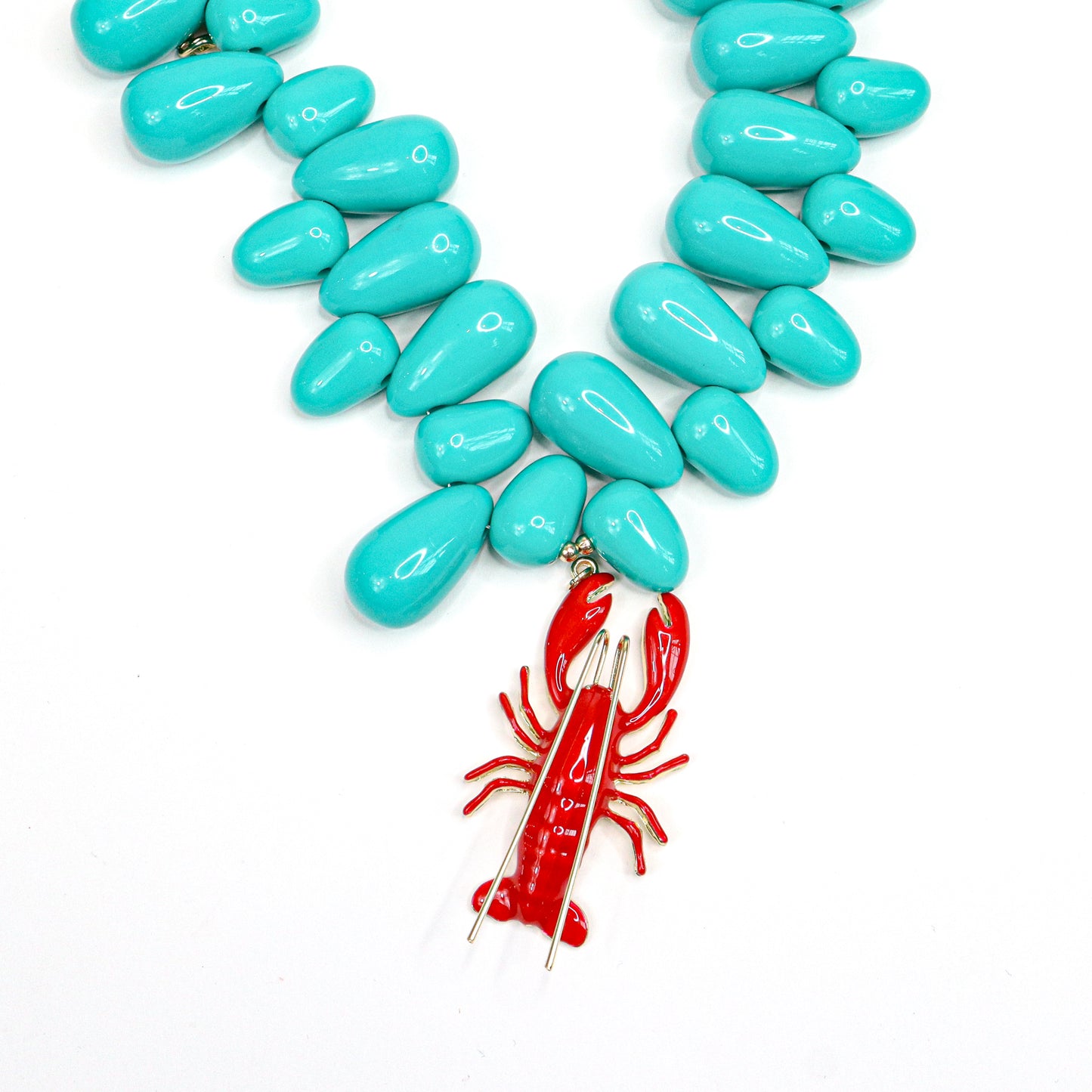 Lobster & Teal Chunky Statement Necklace