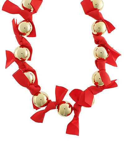 Lorna Fabric Bow & Ball Necklace