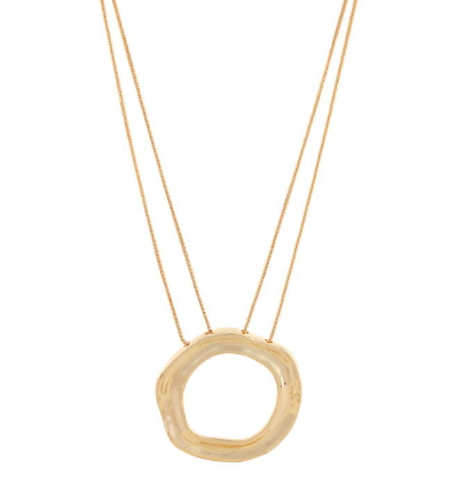 Open Circle Pendant Necklace in Polished Gold