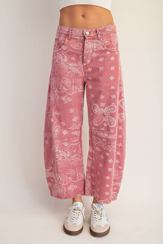 Amelia Paisley Barrel Jeans