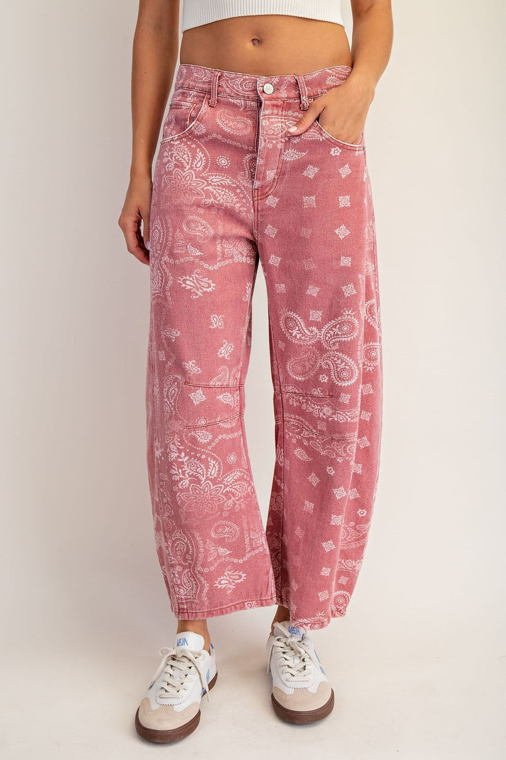 Amelia Paisley Barrel Jeans