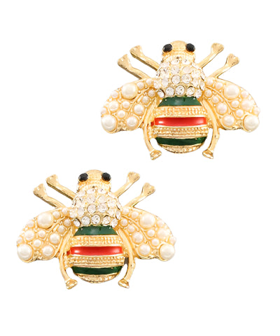Pearl & Crystal Bee Earrings