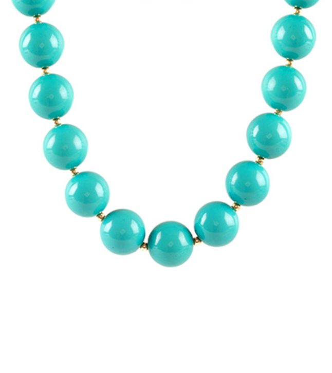 Pop of Color Statement Bead Necklace in Bright Turquoise