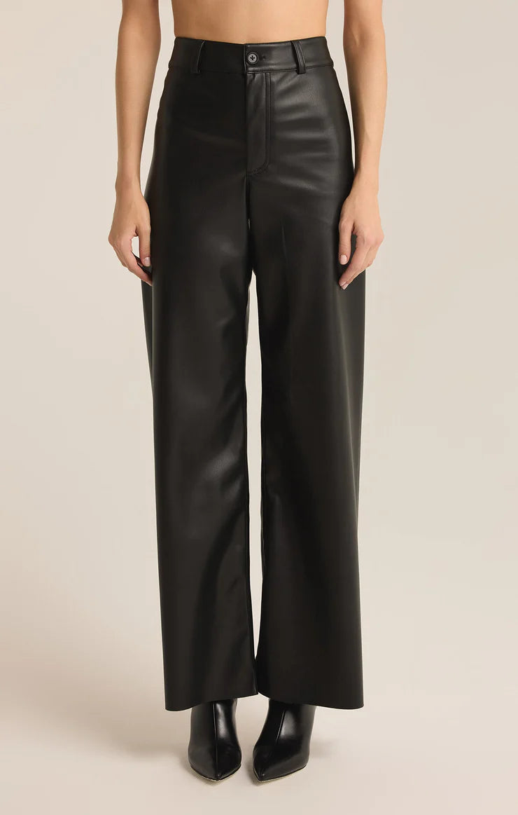 High Rise black leather pants