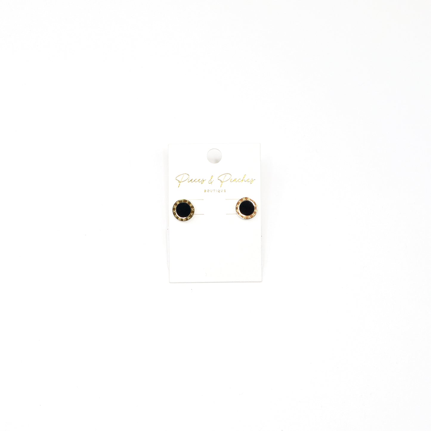 enamel Roman-inspired stud earrings with a sleek, minimalist design