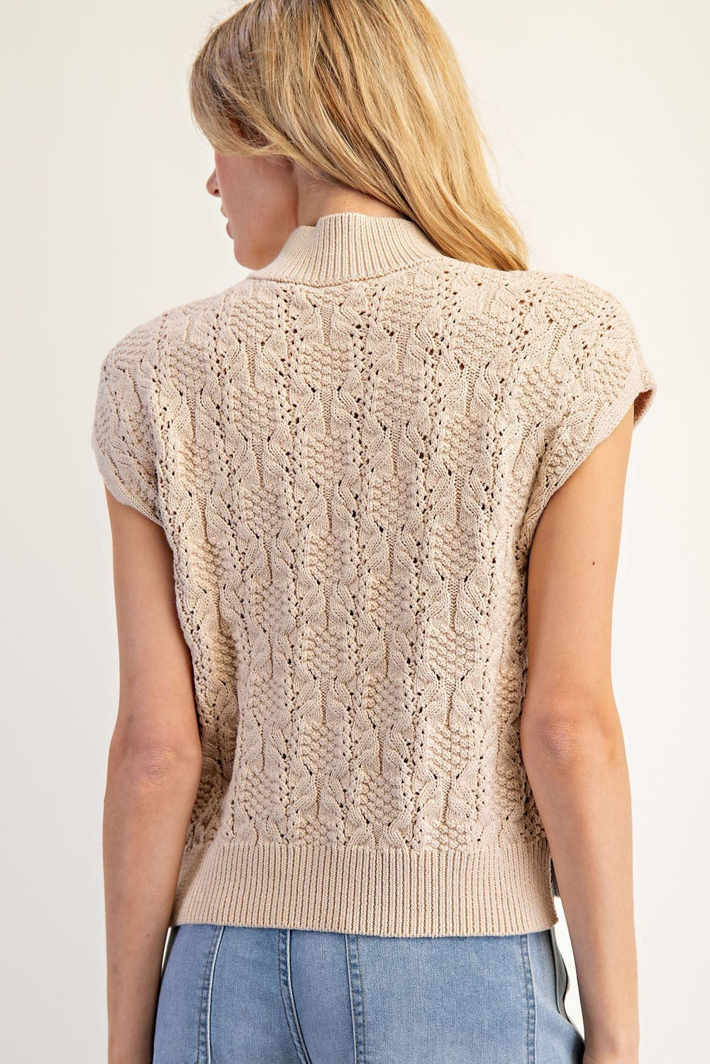 Callie Cable Knit Mock Neck Sweater