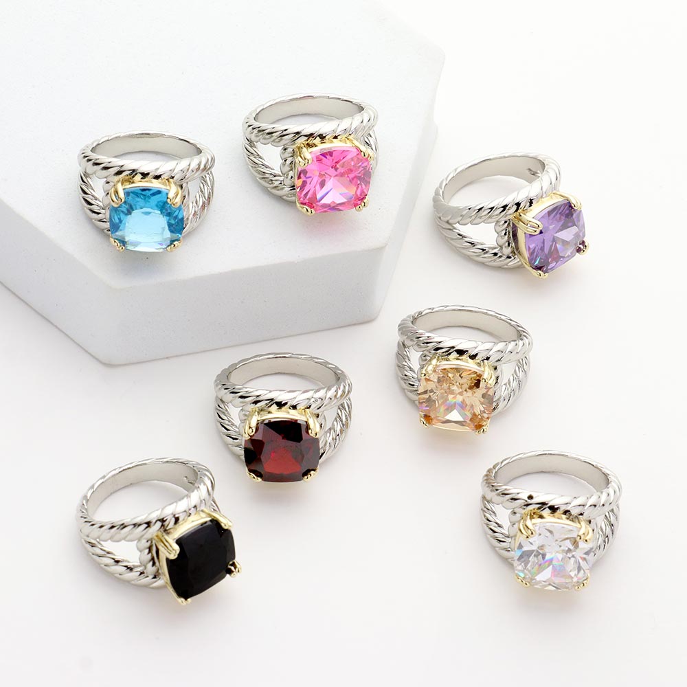 Maribel Cushion Cut CZ Rope Ring