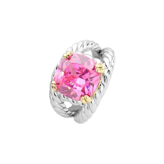 Maribel Cushion Cut CZ Rope Ring