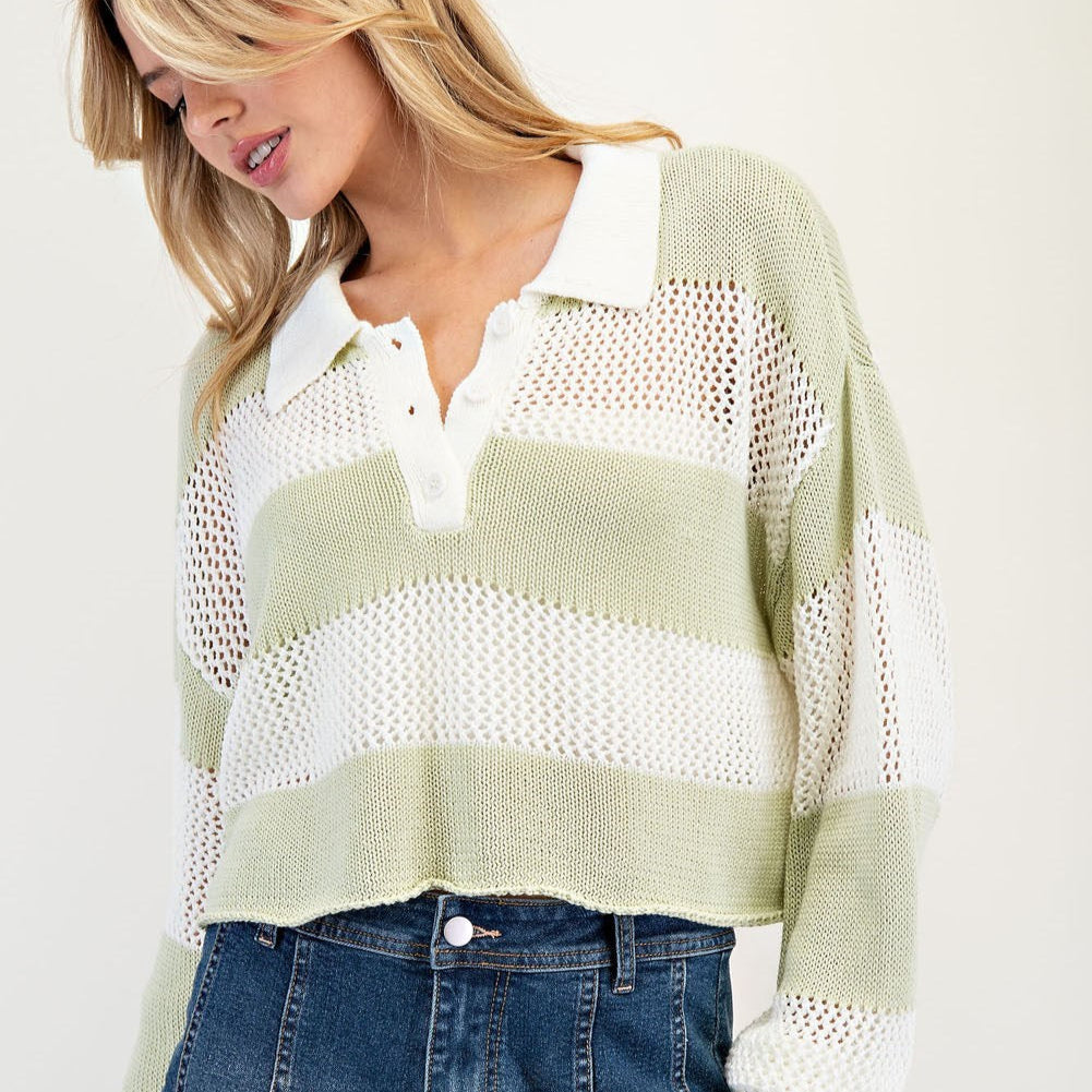Sage Striped Sweater