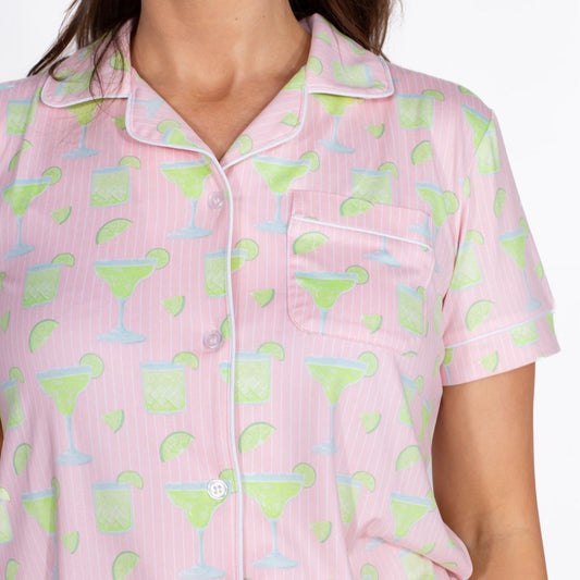 Salty but Sweet Short Sleeve Button Up Sleep Shirt Close Up