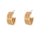 Triple-layered gold hoop earrings with a sleek, modern design