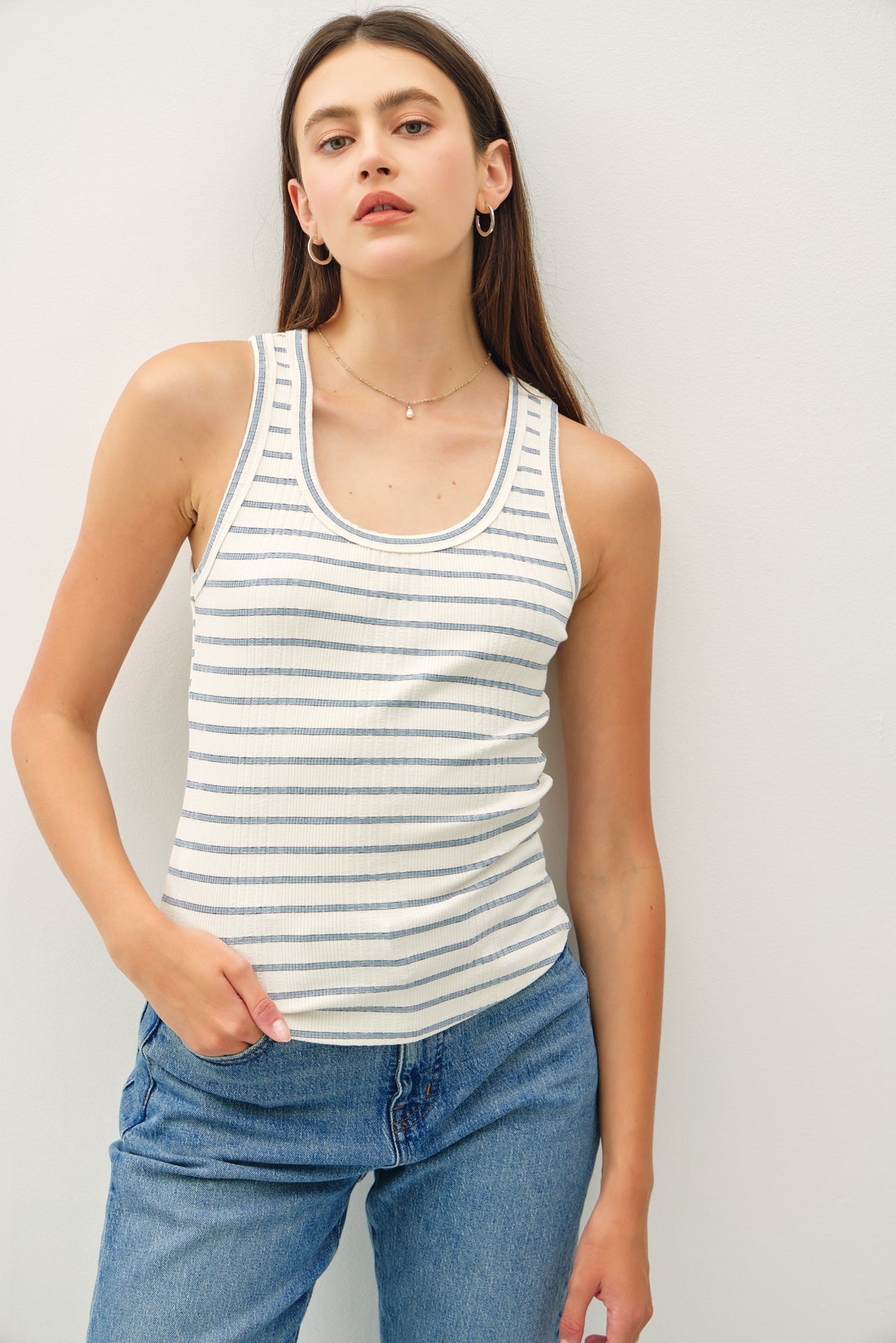 Scoop-Neck Ribbed Tank Top