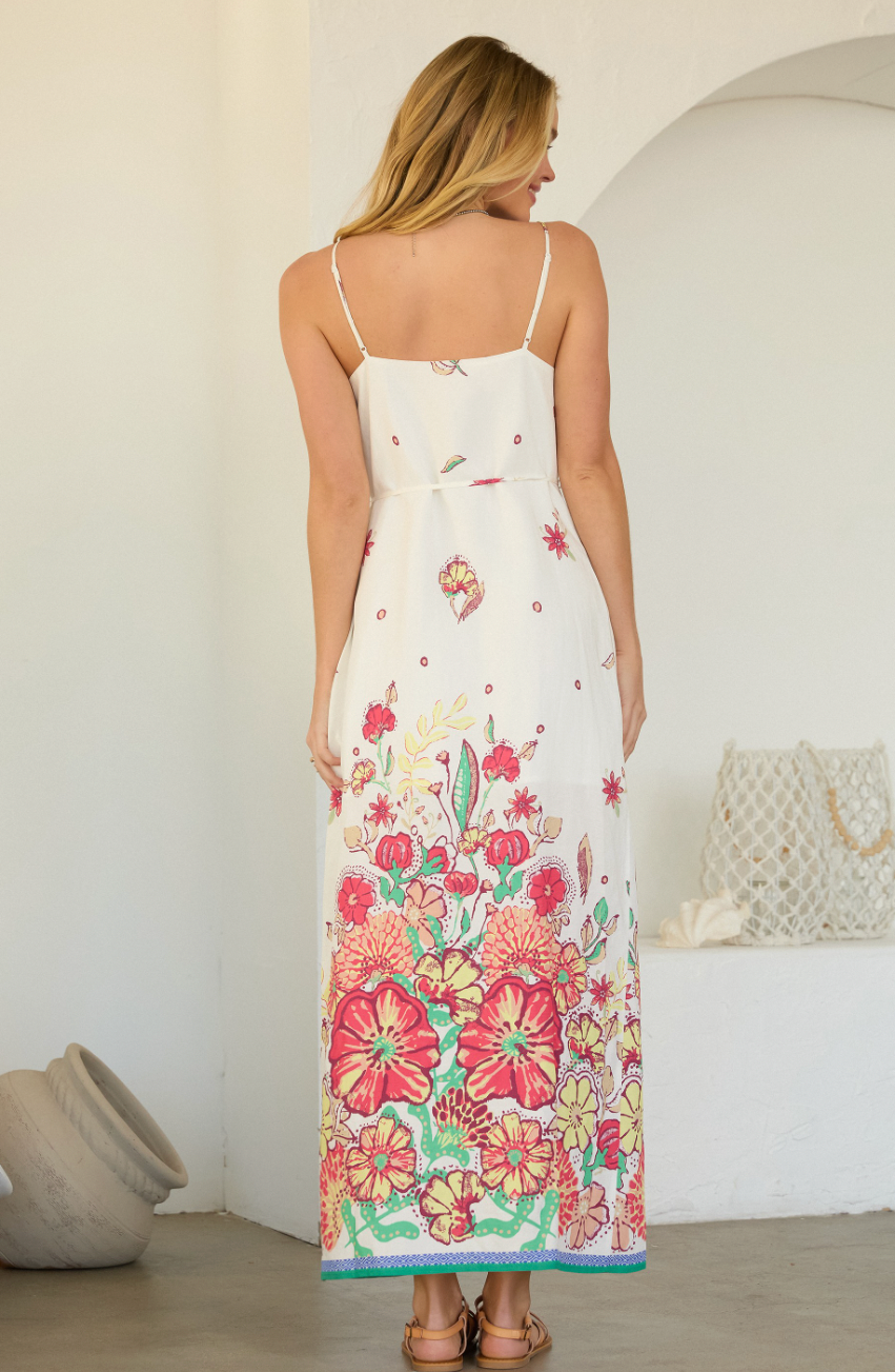 The Skye Floral Border Button Front Maxi Dress