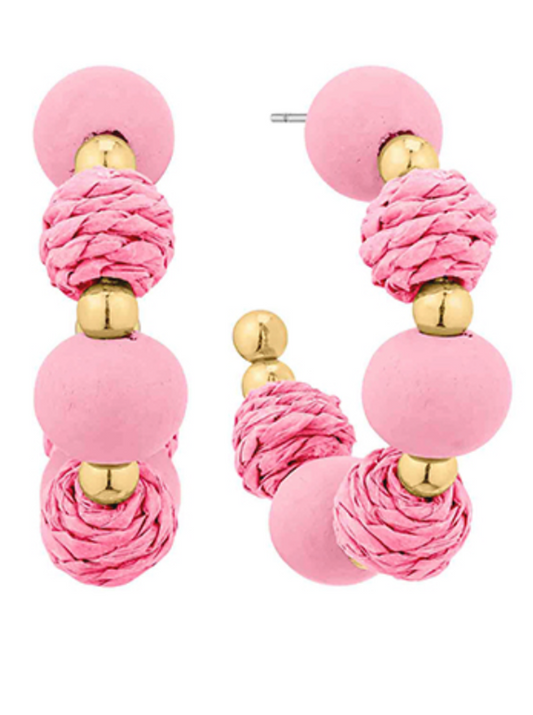 Rattan & Wood Bead Hoops