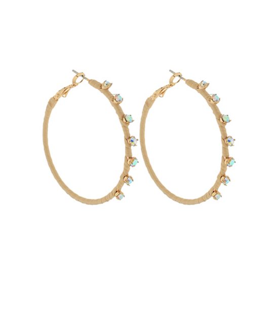 Dotted Raffia Wrapped Around Hoops