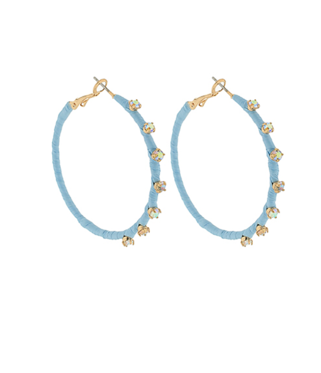 Dotted Raffia Wrapped Around Hoops