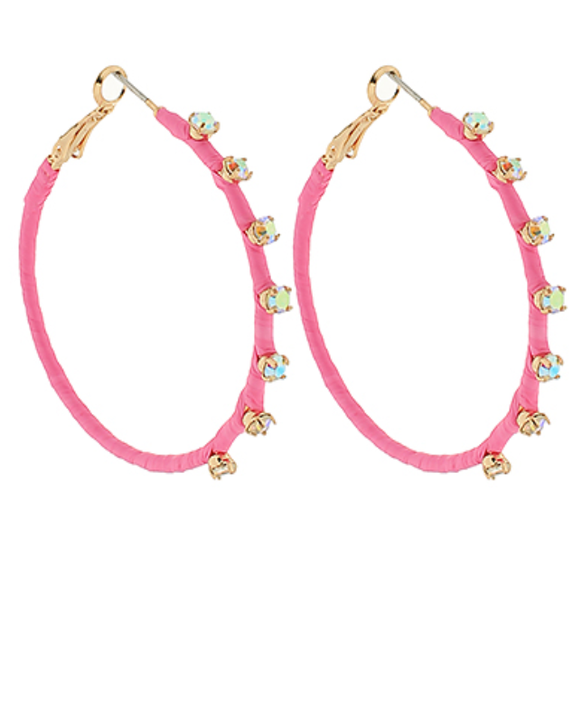 Dotted Raffia Wrapped Around Hoops