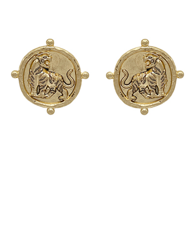 Tiger Coin Earrings